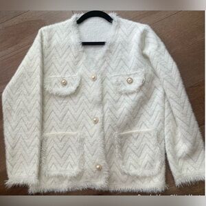 ShopEvelynne Cream Chevron Jacket NWOT